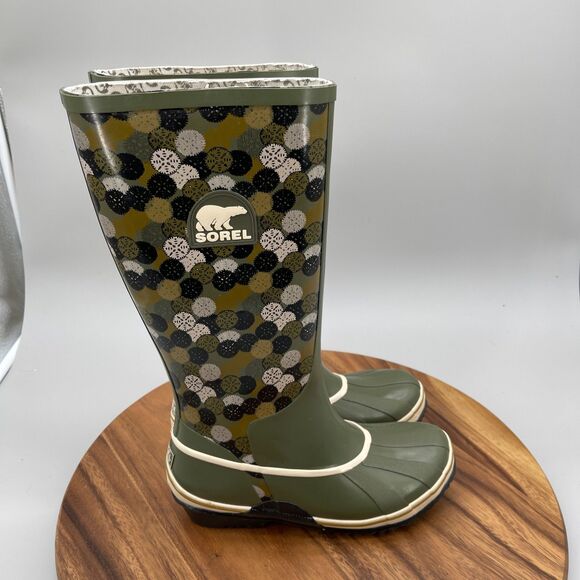 Sorel Shoes - Sorel Sorellington Graphic Rain Boots Womens Size 6 Green Tall Duck Shoes